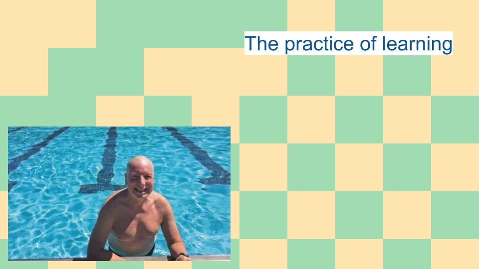 Terry Laughlin in a pool with "the practice of learning"