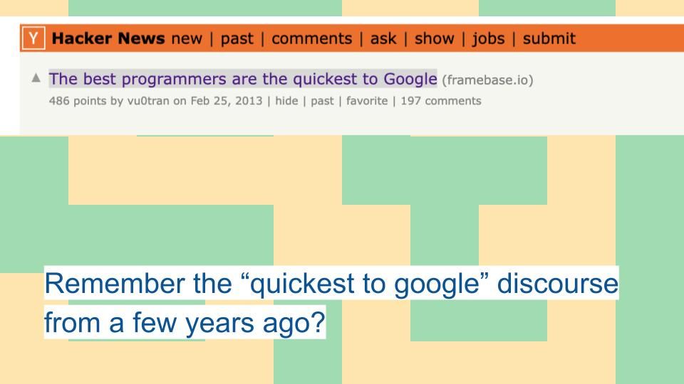 A hacker news screenshot and the text: Remember the “quickest to google” discourse from a few years ago?