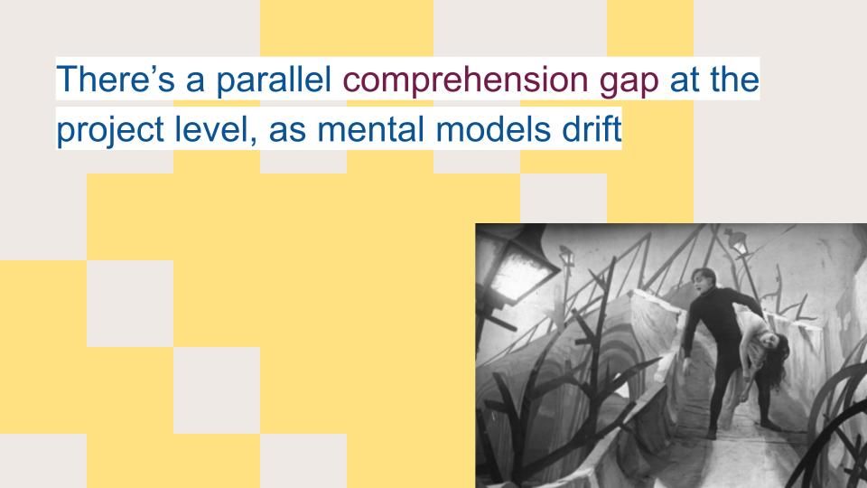 Cesare from Cabinet of Dr Caligari and "There’s a parallel comprehension gap at the project level, as mental models drift"